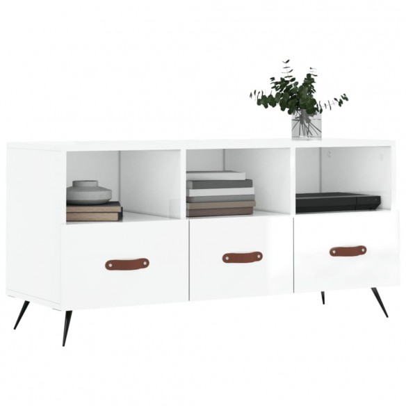 Meuble TV Blanc brillant 102x36x50 cm Bois d'ingénierie