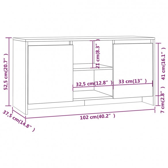 Meuble TV Chêne sonoma 102x37,5x52,5 cm Aggloméré