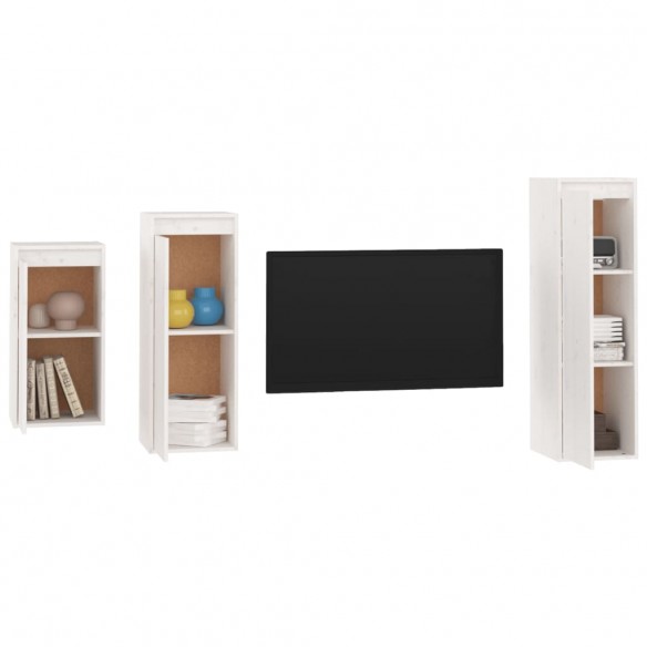 Meubles TV 3 pcs Blanc Bois massif de pin