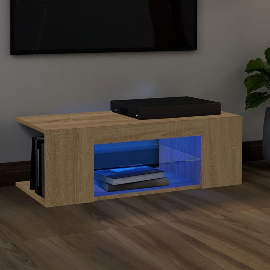 Meuble TV avec lumières LED chêne sonoma 90x39x30 cm