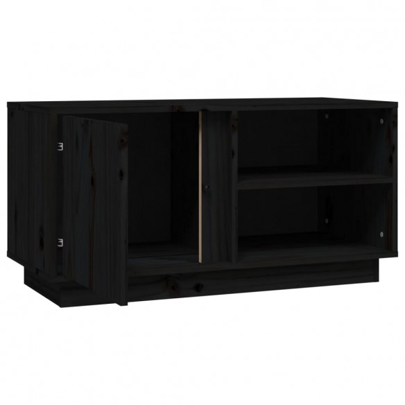 Meuble TV Noir 80x35x40,5 cm Bois de pin massif