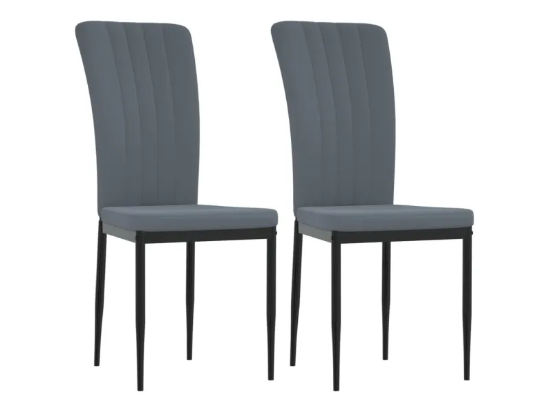 Chaises à manger lot de 2 Gris foncé Velours