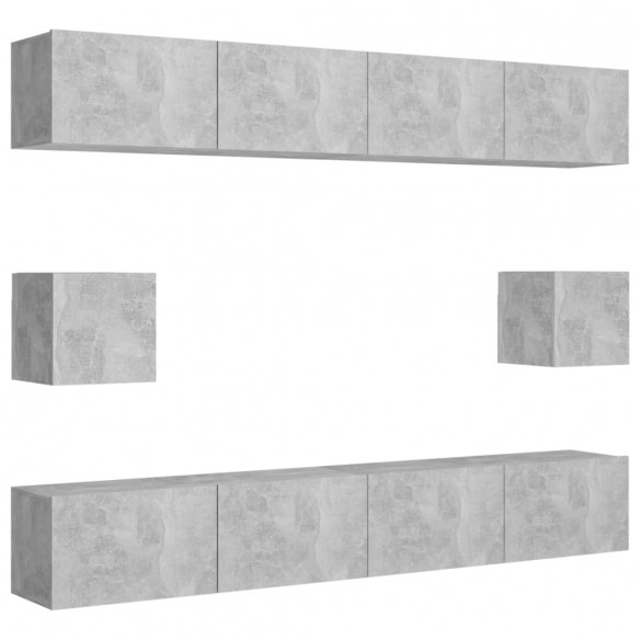 Ensemble de meubles TV 6 pcs Gris béton Aggloméré