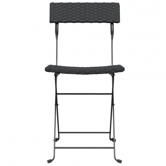 Chaises de bistrot pliantes 2 pcs Noir Résine tressée et acier