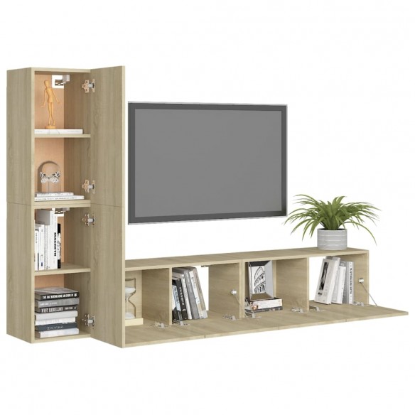 Ensemble de meuble TV 4 pcs Chêne sonoma Aggloméré