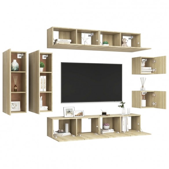 Ensemble de meuble TV 8 pcs Chêne sonoma Aggloméré