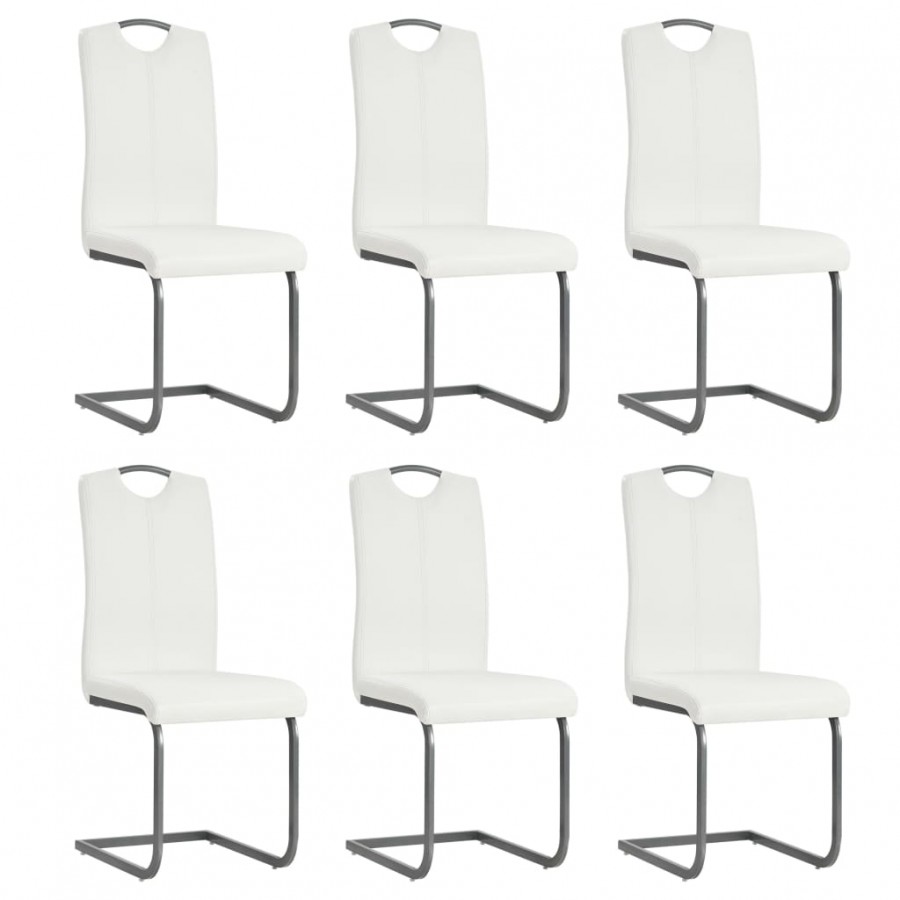 Chaises à manger cantilever lot de 6 blanc similicuir