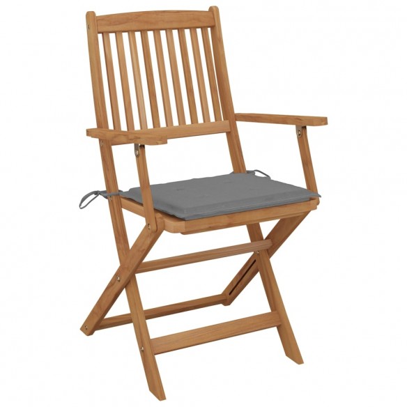 Chaises pliables de jardin 8 pcs avec coussins Bois d'acacia