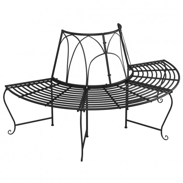 Banc demi-circulaire tour d'arbre 2 pcs Ø159 cm Noir Acier