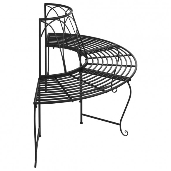 Banc demi-circulaire tour d'arbre 2 pcs Ø159 cm Noir Acier