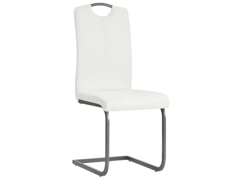 Chaises à manger cantilever lot de 2 blanc similicuir