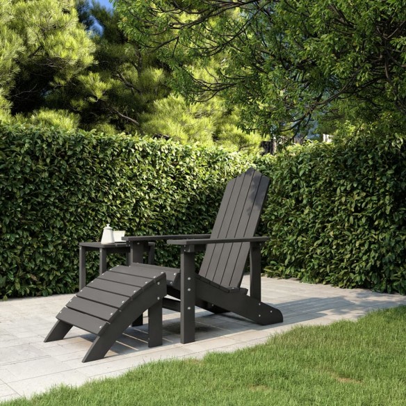 Chaise de jardin Adirondack avec repose-pied PEHD Anthracite