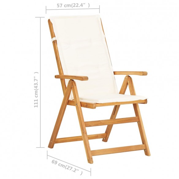 Chaises inclinables de jardin 2 pcs Marron Bois solide d'acacia