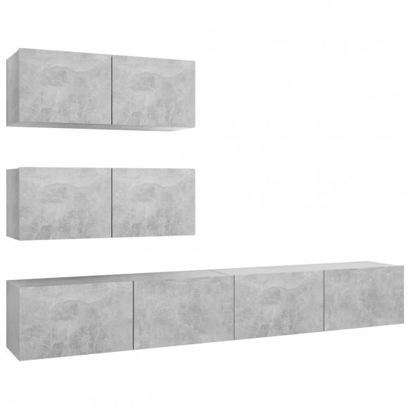 Ensemble de meuble TV 4 pcs Gris béton Aggloméré