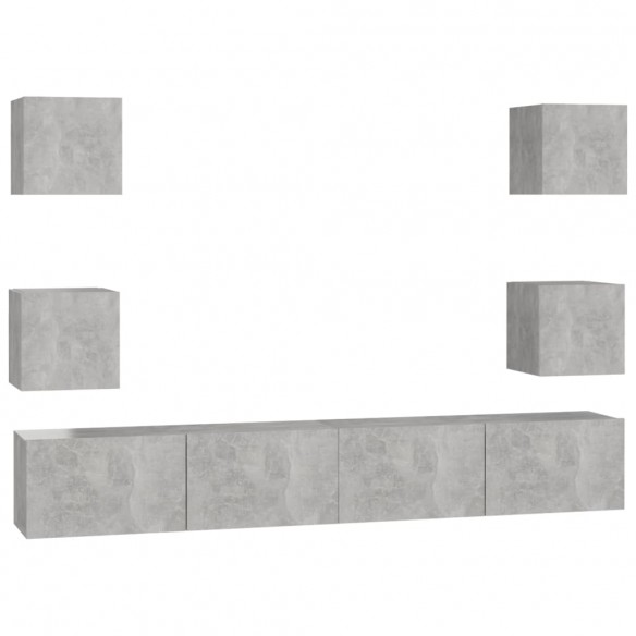 Ensemble de meubles TV 6 pcs Gris béton Aggloméré