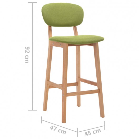 Tabourets de bar lot de 2 vert tissu