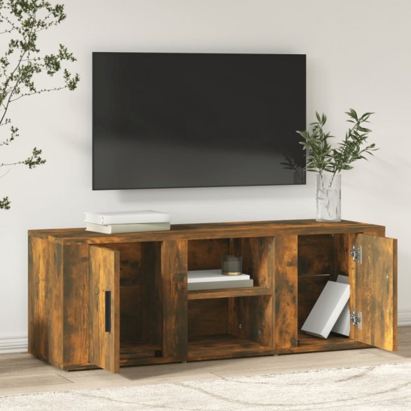 Meuble TV Chêne fumé 100x31,5x35 cm Bois d'ingénierie