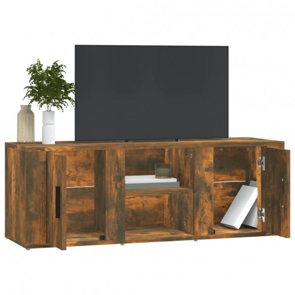 Meuble TV Chêne fumé 100x31,5x35 cm Bois d'ingénierie