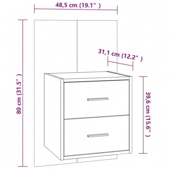 Table de chevet murale Blanc