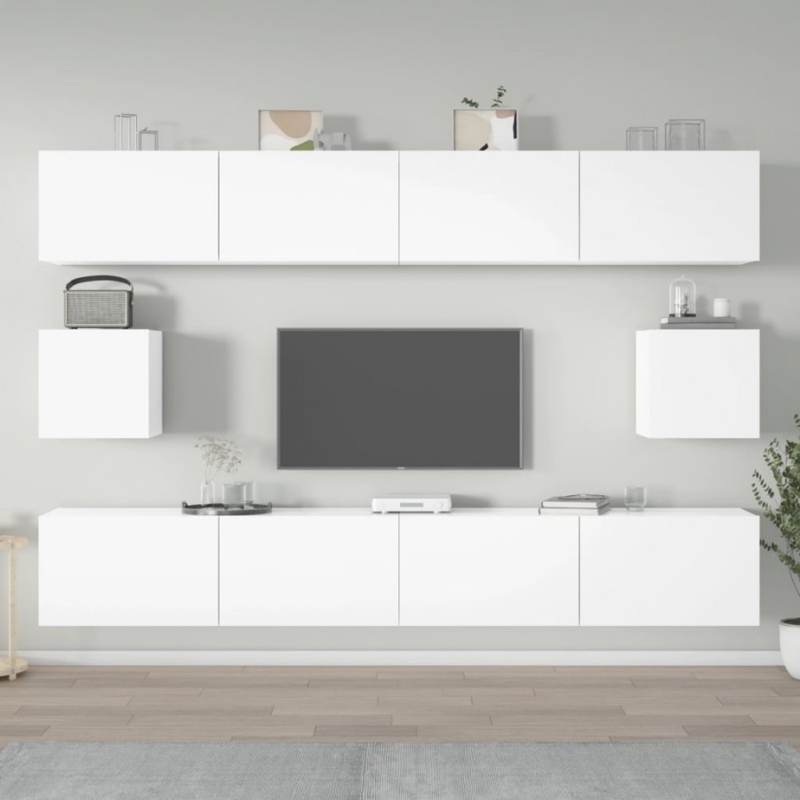 Ensemble de meubles TV 6 pcs Blanc brillant Bois d'ingénierie