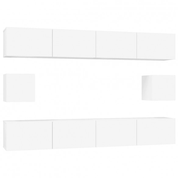 Ensemble de meubles TV 6 pcs Blanc brillant Bois d'ingénierie