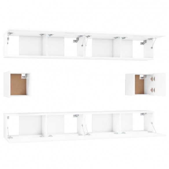 Ensemble de meubles TV 6 pcs Blanc brillant Bois d'ingénierie