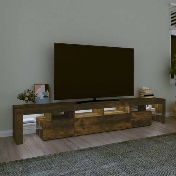 Meuble TV avec lumières LED Chêne fumé 230x36,5x40 cm