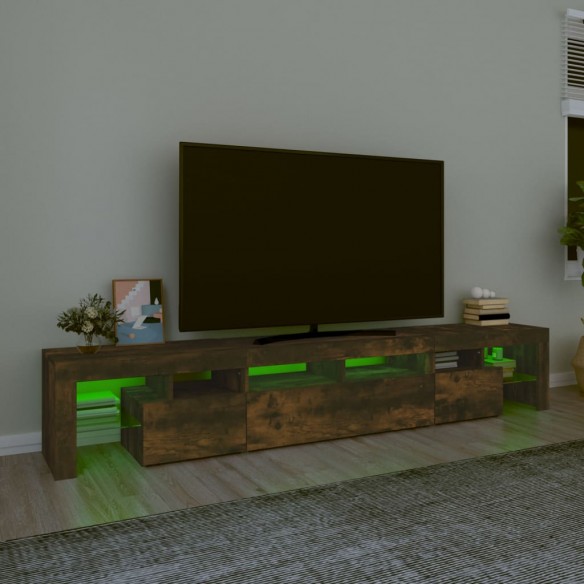 Meuble TV avec lumières LED Chêne fumé 230x36,5x40 cm