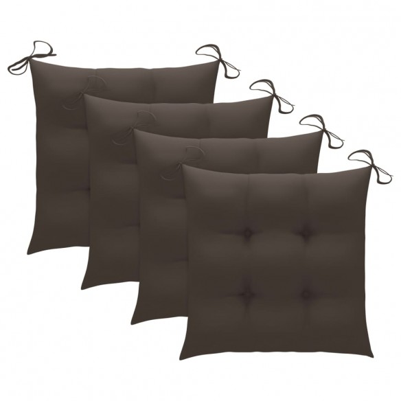 Chaises de jardin avec coussins taupe 3 pcs Bois de teck massif