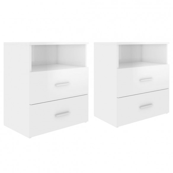 Tables de chevet 2 pcs Blanc brillant 50x32x60 cm