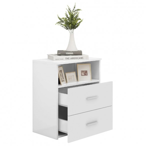 Tables de chevet 2 pcs Blanc brillant 50x32x60 cm