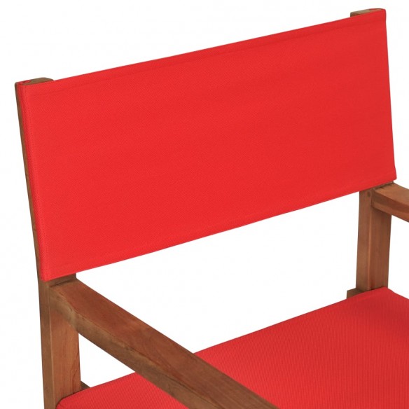 Chaise de metteur en scène Bois de teck solide Rouge