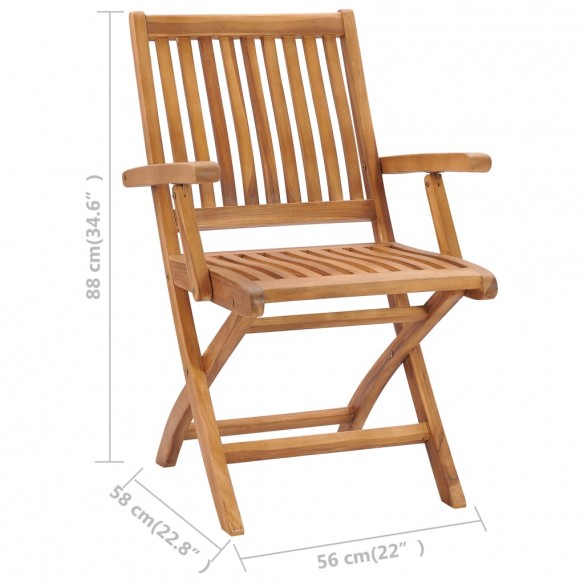 Chaises de jardin pliables 2 pcs Bois de teck massif