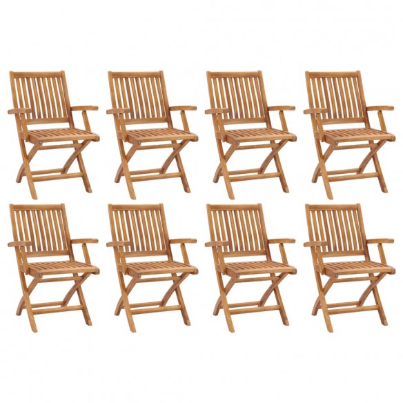 Chaises pliables de jardin 8 pcs Bois de teck solide