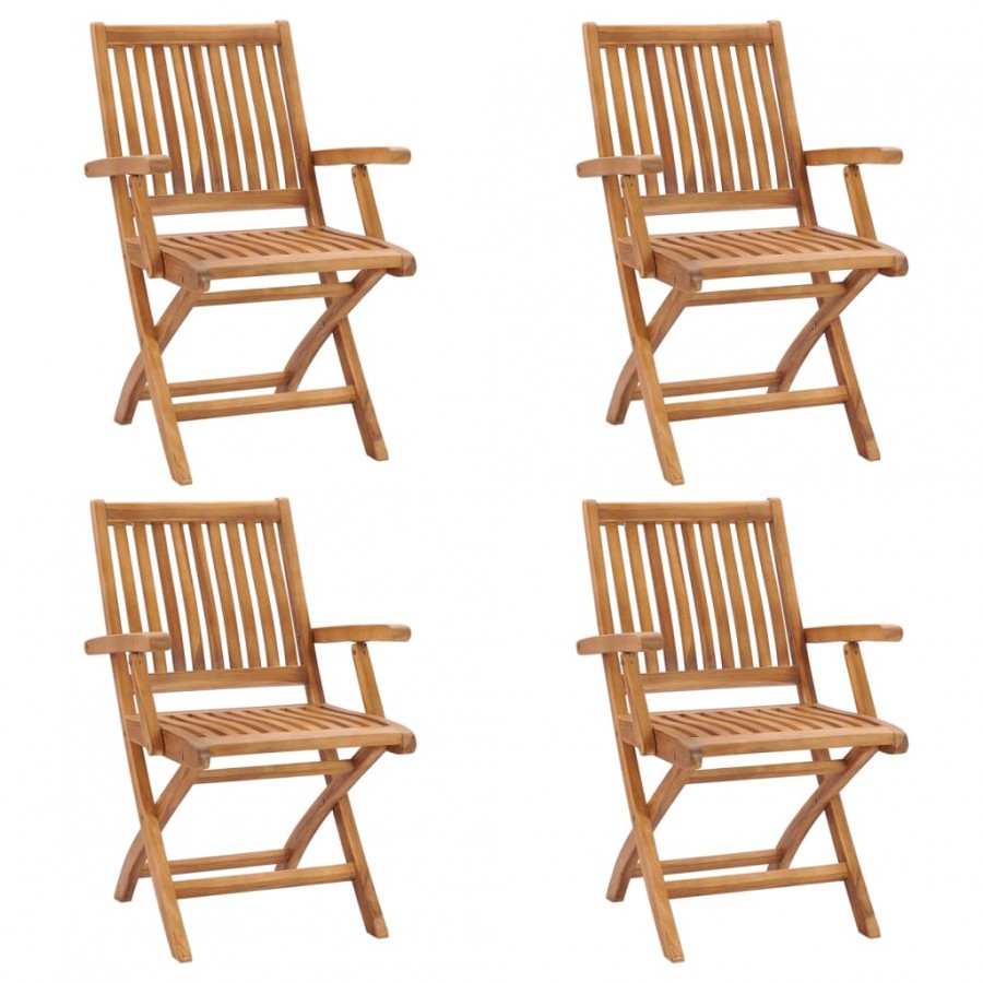 Chaises pliables de jardin 4 pcs Bois de teck solide