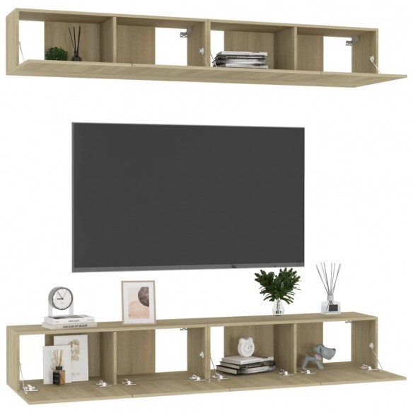 Meubles TV 4 pcs Chêne sonoma 100x30x30 cm Aggloméré