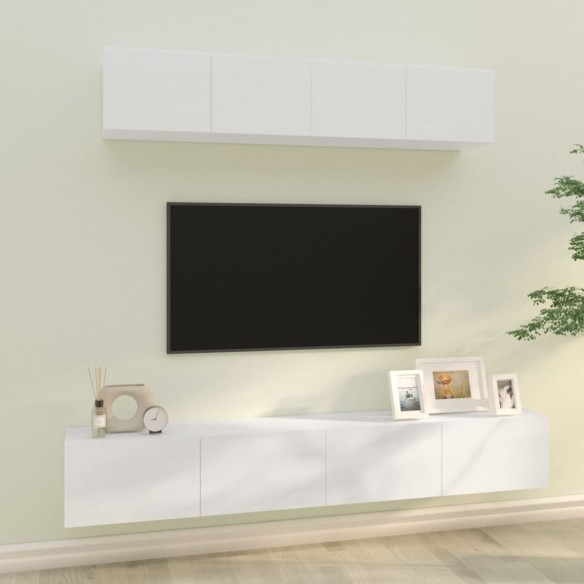 Ensemble de meubles TV 4 pcs Blanc brillant Bois d'ingénierie