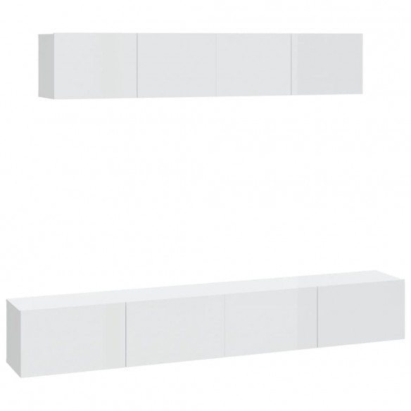 Ensemble de meubles TV 4 pcs Blanc brillant Bois d'ingénierie