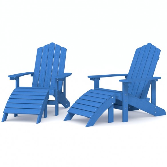 Chaises de jardin Adirondack 2 pcs avec repose-pieds PEHD Bleu