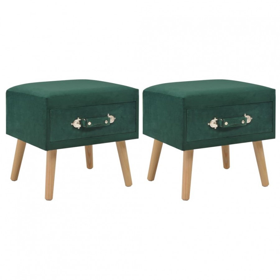 Tables de chevet 2 pcs Vert 40x35x40 cm Velours