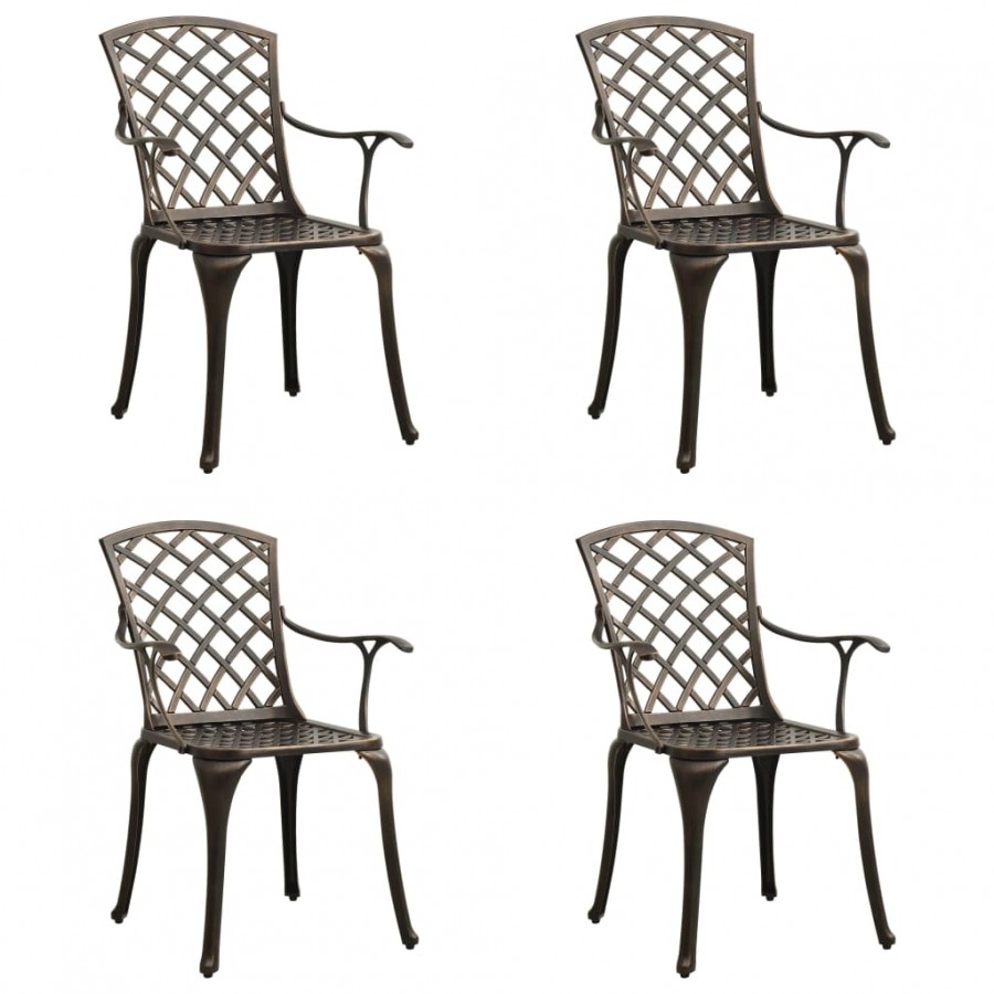 Chaises de jardin 4 pcs Aluminium coulé Bronze