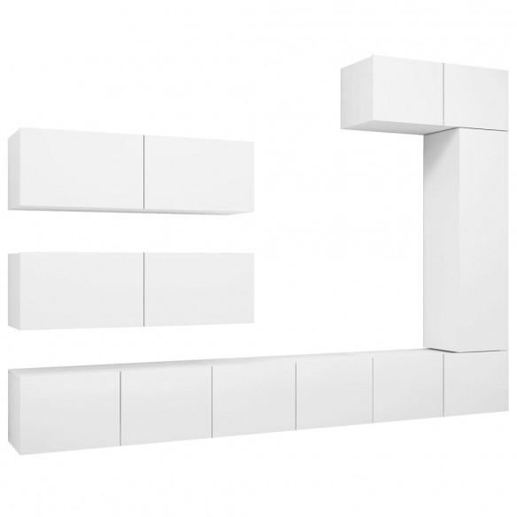 Ensemble de meuble TV 7 pcs Blanc Aggloméré