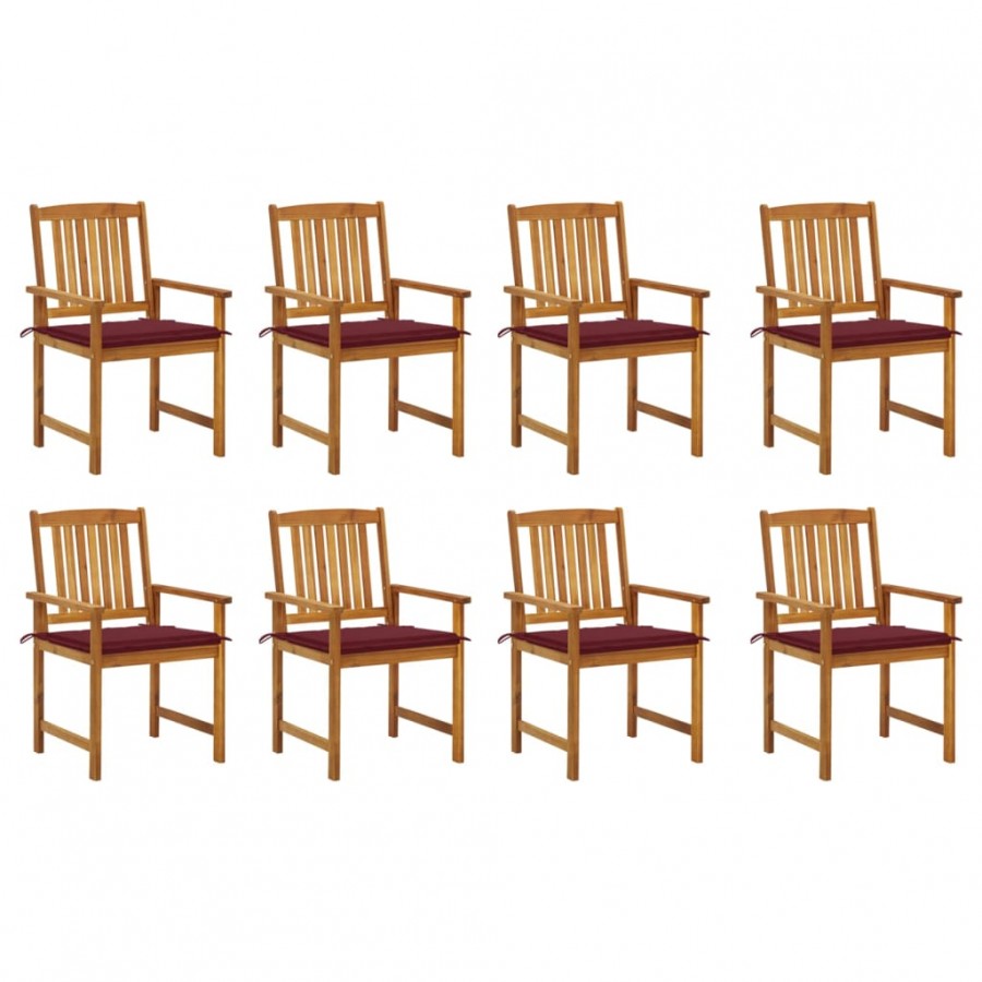 Chaises de jardin avec coussins 8 pcs Bois d'acacia solide