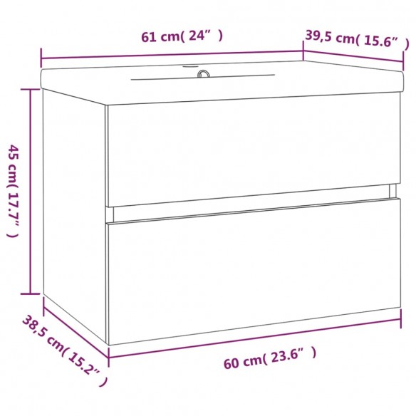 Meuble lavabo avec bassin intégré Chêne brun Bois d'ingénierie