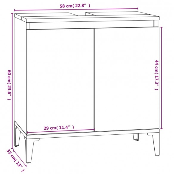 Meuble d'évier chêne sonoma 58x33x60 cm bois d'ingénierie