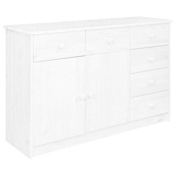 Buffet 6 tiroirs Blanc 113x35x73 cm Bois de pin massif