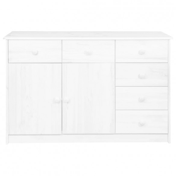 Buffet 6 tiroirs Blanc 113x35x73 cm Bois de pin massif