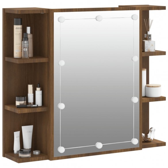 Armoire à miroir avec LED Chêne marron 70x16,5x60 cm