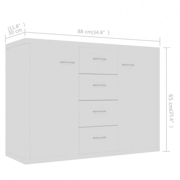 Buffet Blanc 88x30x65 cm Bois d'ingénierie