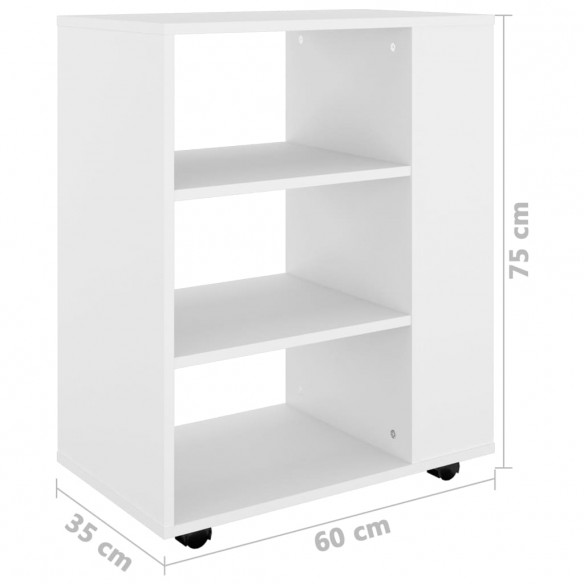 Armoire à roulettes Blanc 60x35x75 cm Aggloméré